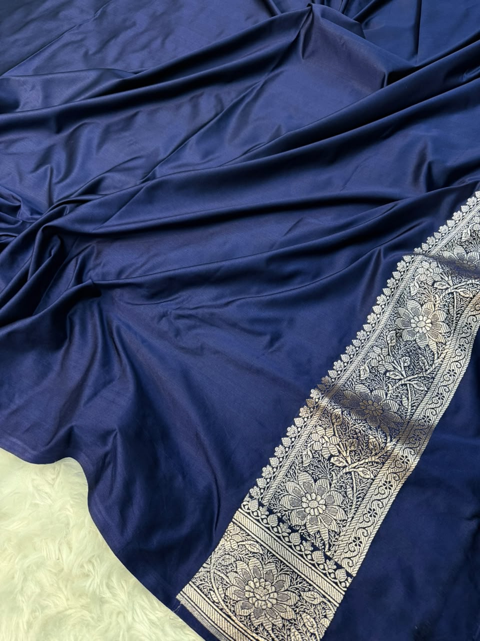 Elegant Blue Mashru Katan Saree