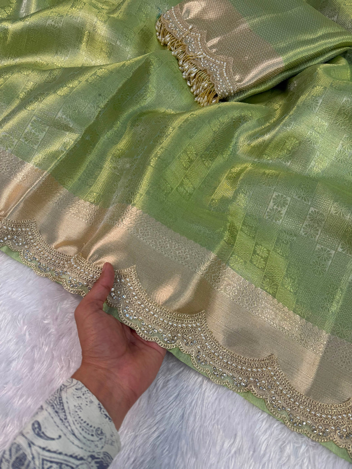Premium Green Tissue Saree