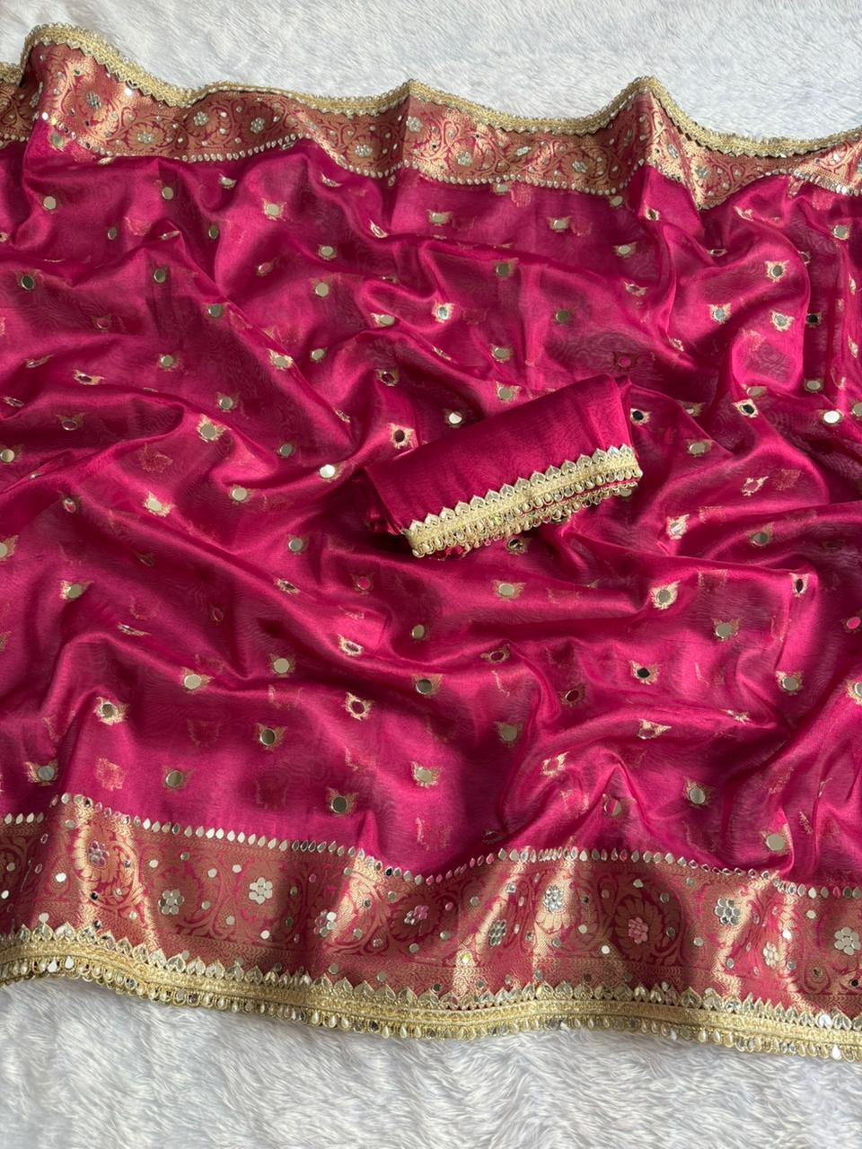 Premium Floral Zari Tissue Saree