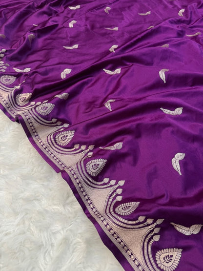 Elegant Purple Mashru Katan Saree