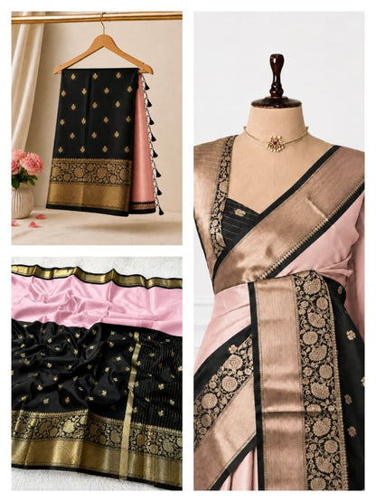 Half & Half Semi Katan Soft Silk Saree
