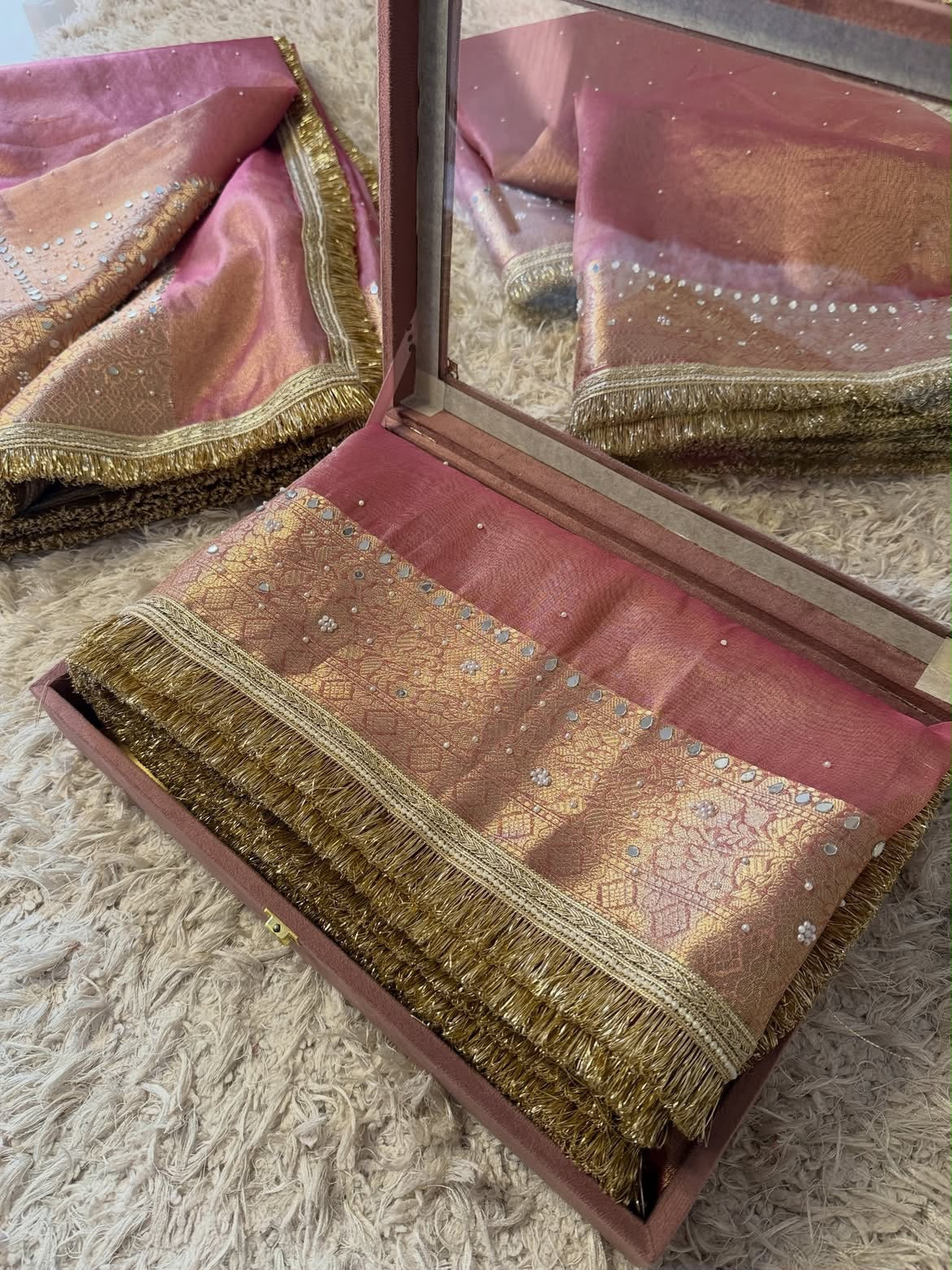 Blush Pink Premium Tissue Saree