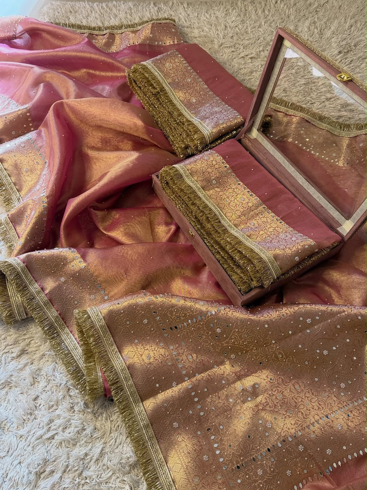 Blush Pink Premium Tissue Saree