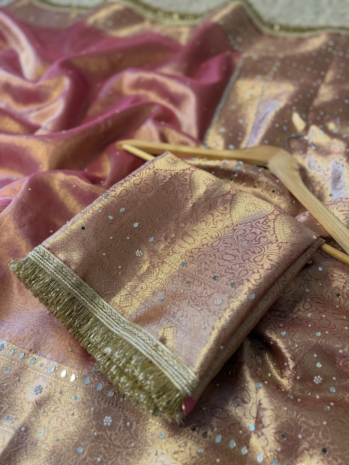 Blush Pink Premium Tissue Saree