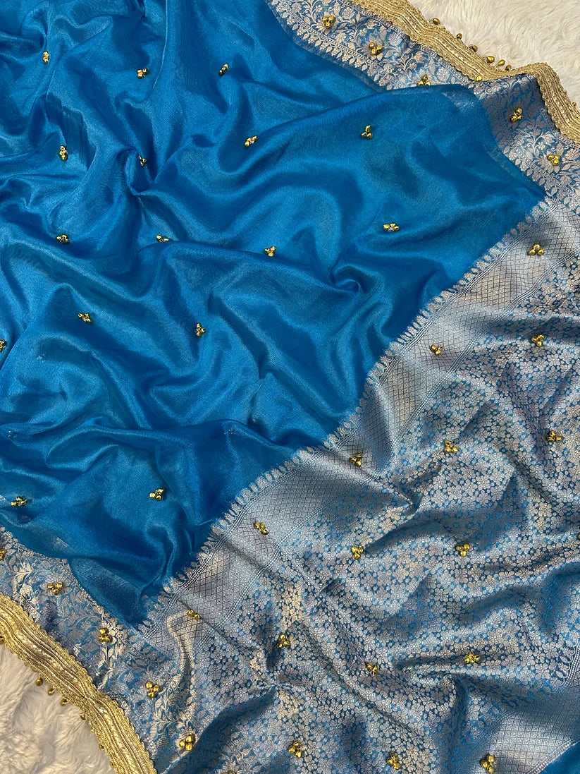 Teal Blue Viral Ghungroo Saree