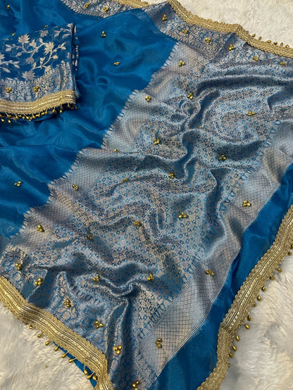 Teal Blue Viral Ghungroo Saree