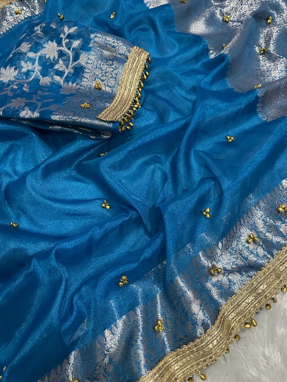 Teal Blue Viral Ghungroo Saree