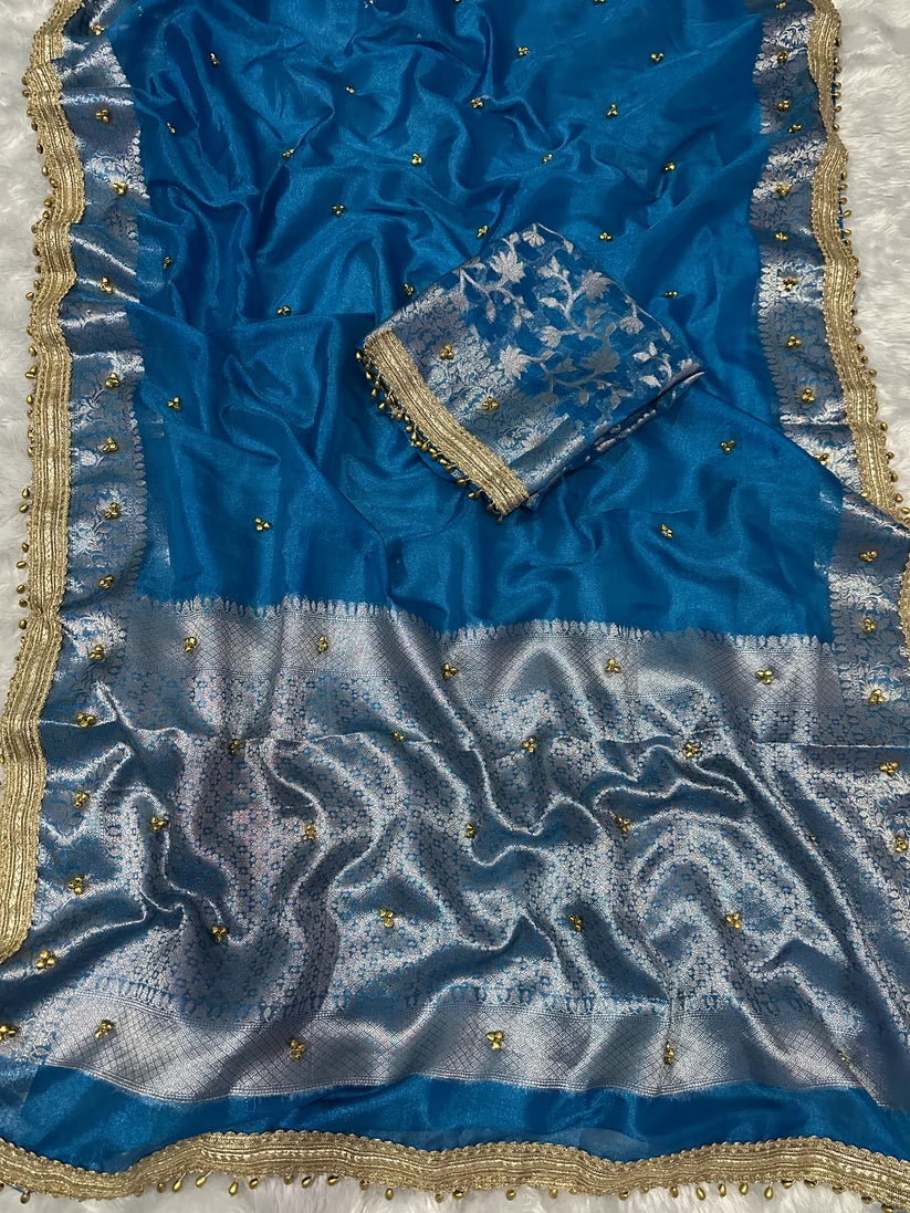 Teal Blue Viral Ghungroo Saree