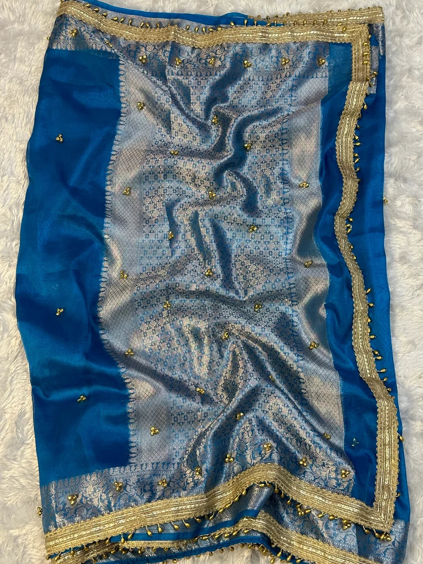 Teal Blue Viral Ghungroo Saree