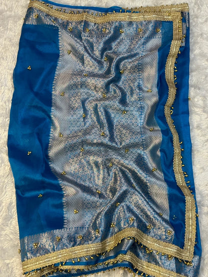 Teal Blue Viral Ghungroo Saree
