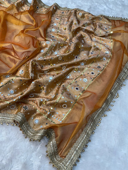 Rust Orange Ghungroo Saree