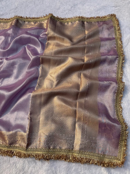 Lavander Maharani Tissue Saree