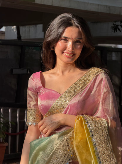 Rainbow Tissue Saree