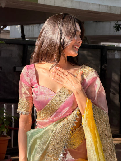 Rainbow Tissue Saree