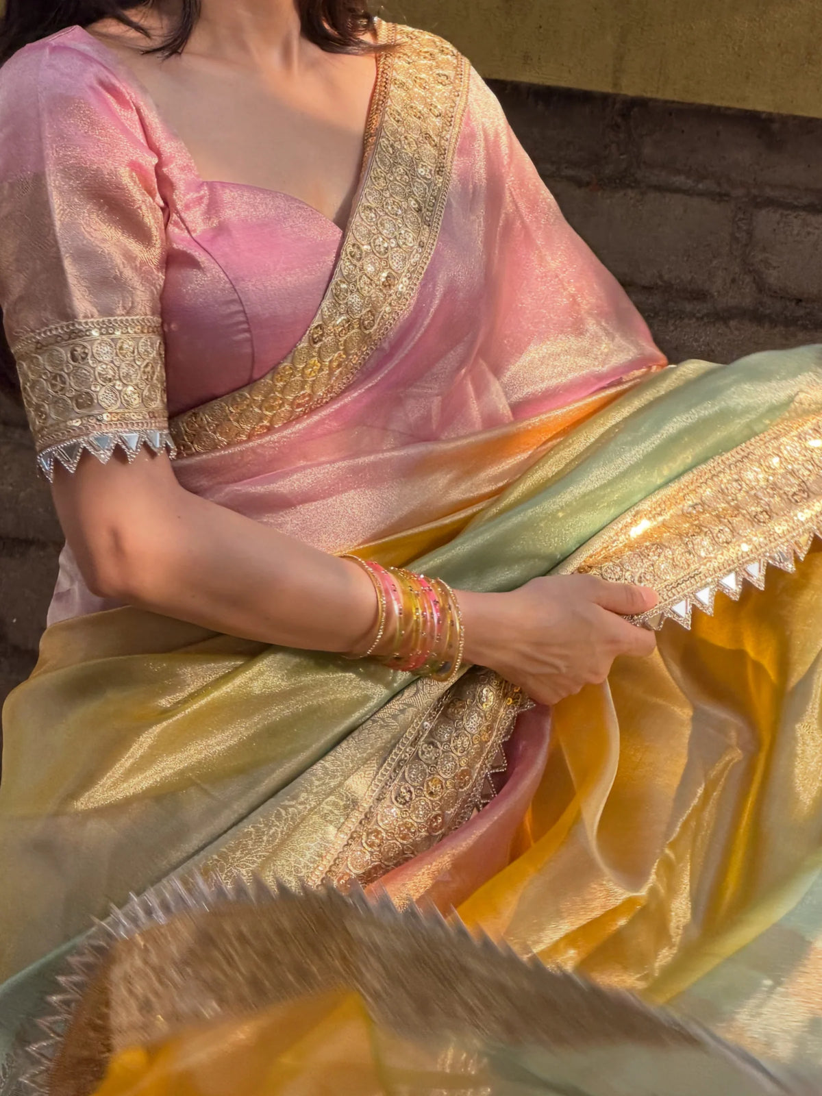 Rainbow Tissue Saree