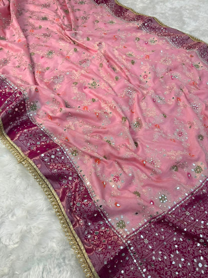 Elegant Baby Pink Georgette Saree