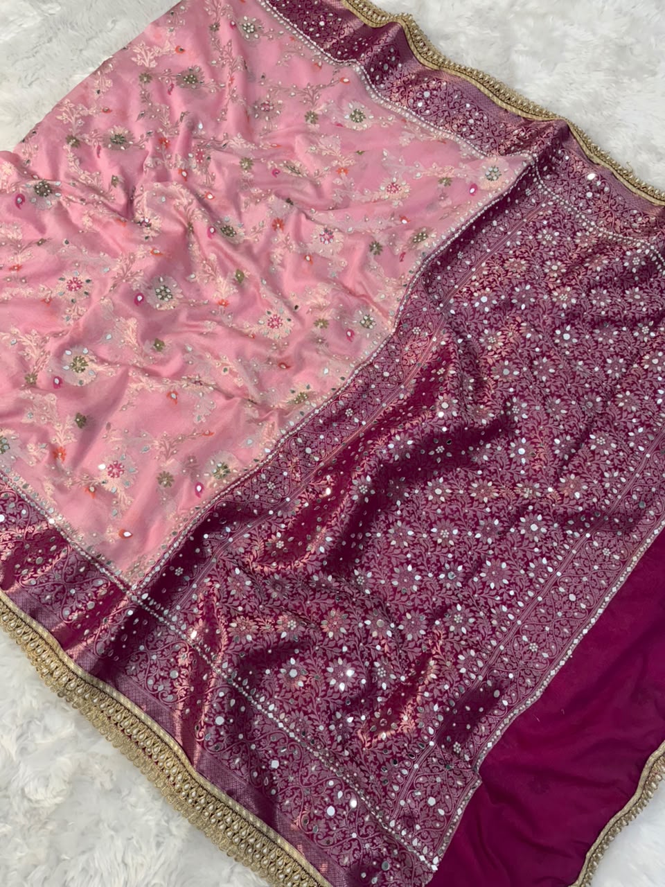 Elegant Baby Pink Georgette Saree