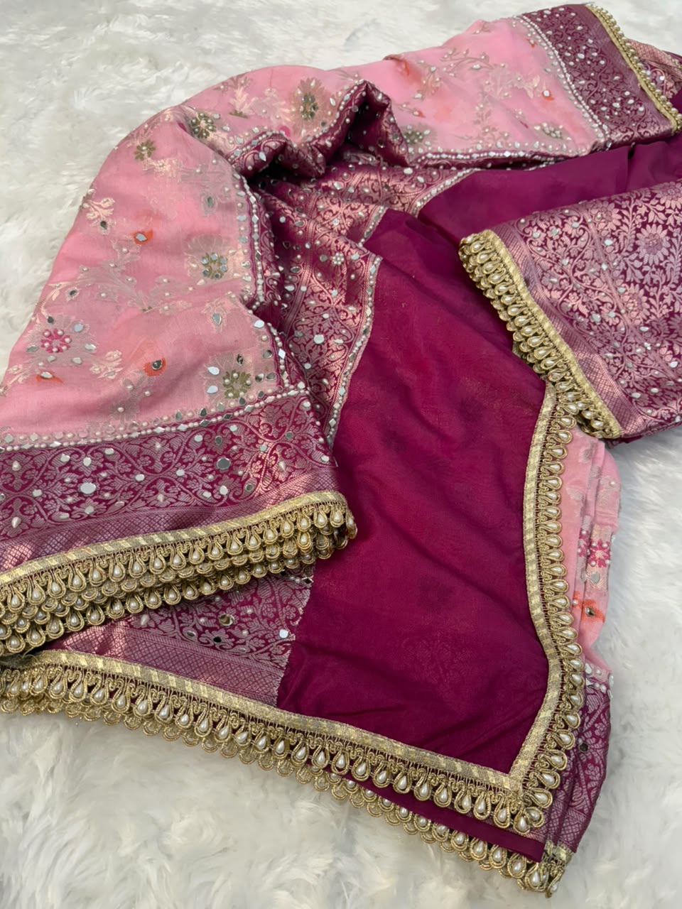 Elegant Baby Pink Georgette Saree