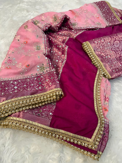 Elegant Baby Pink Georgette Saree