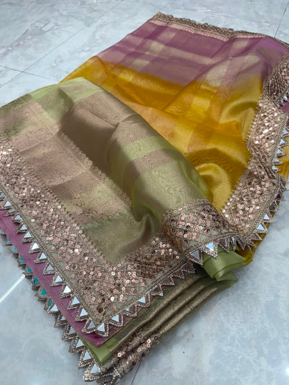 Rainbow Tissue Saree