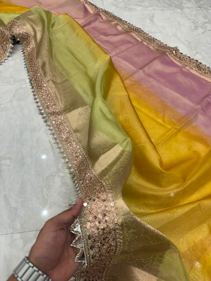 Rainbow Tissue Saree