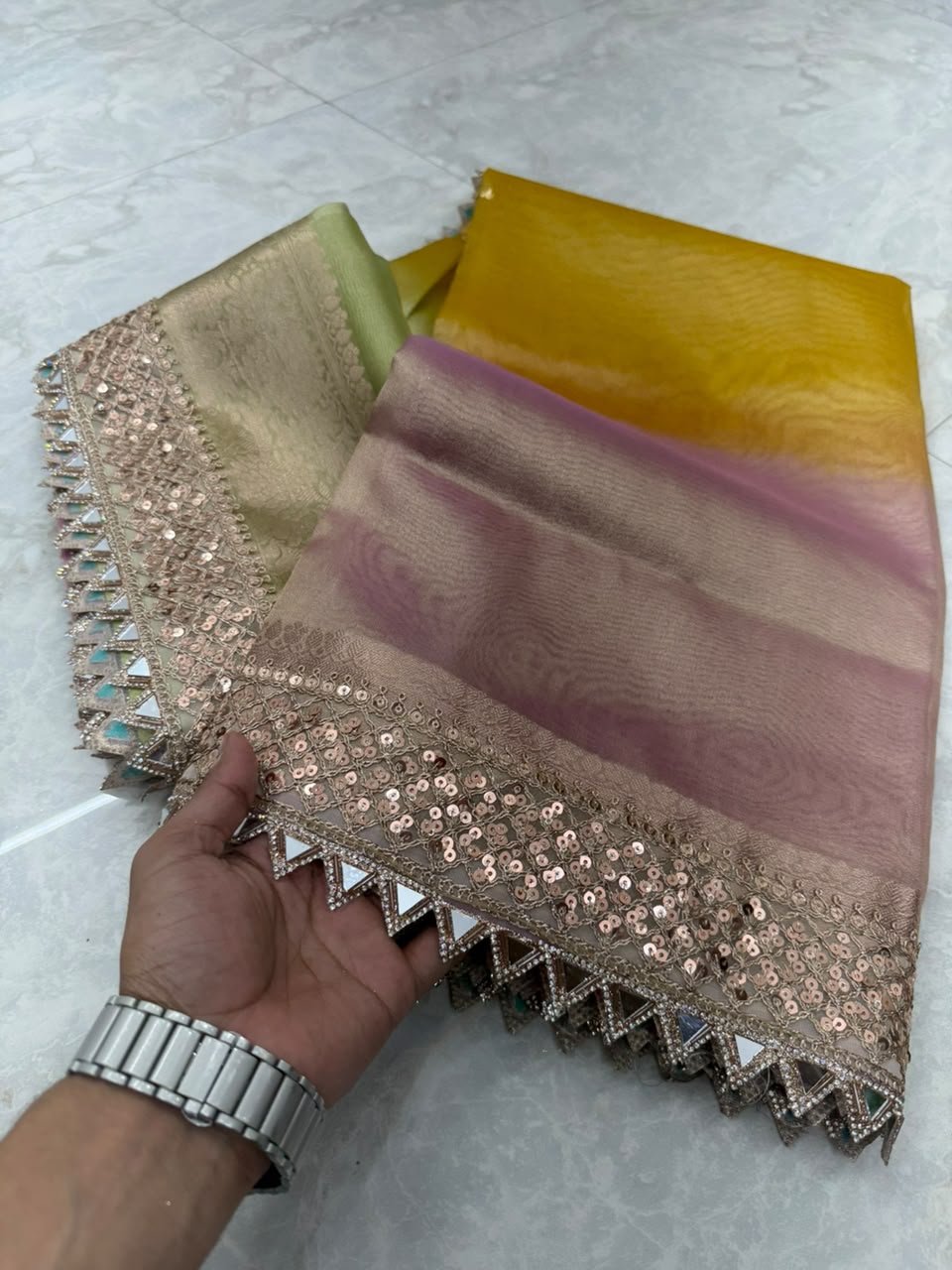 Rainbow Tissue Saree