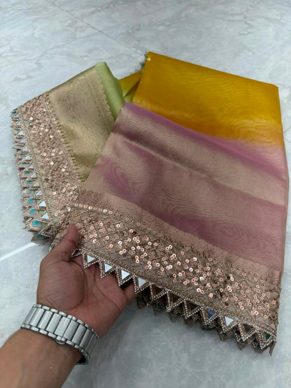 Rainbow Tissue Saree
