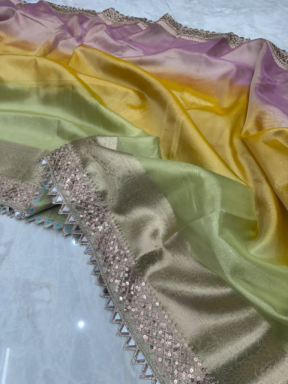 Rainbow Tissue Saree