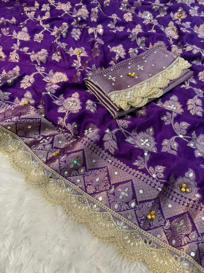 Warm Silk Floral Gungroo Saree