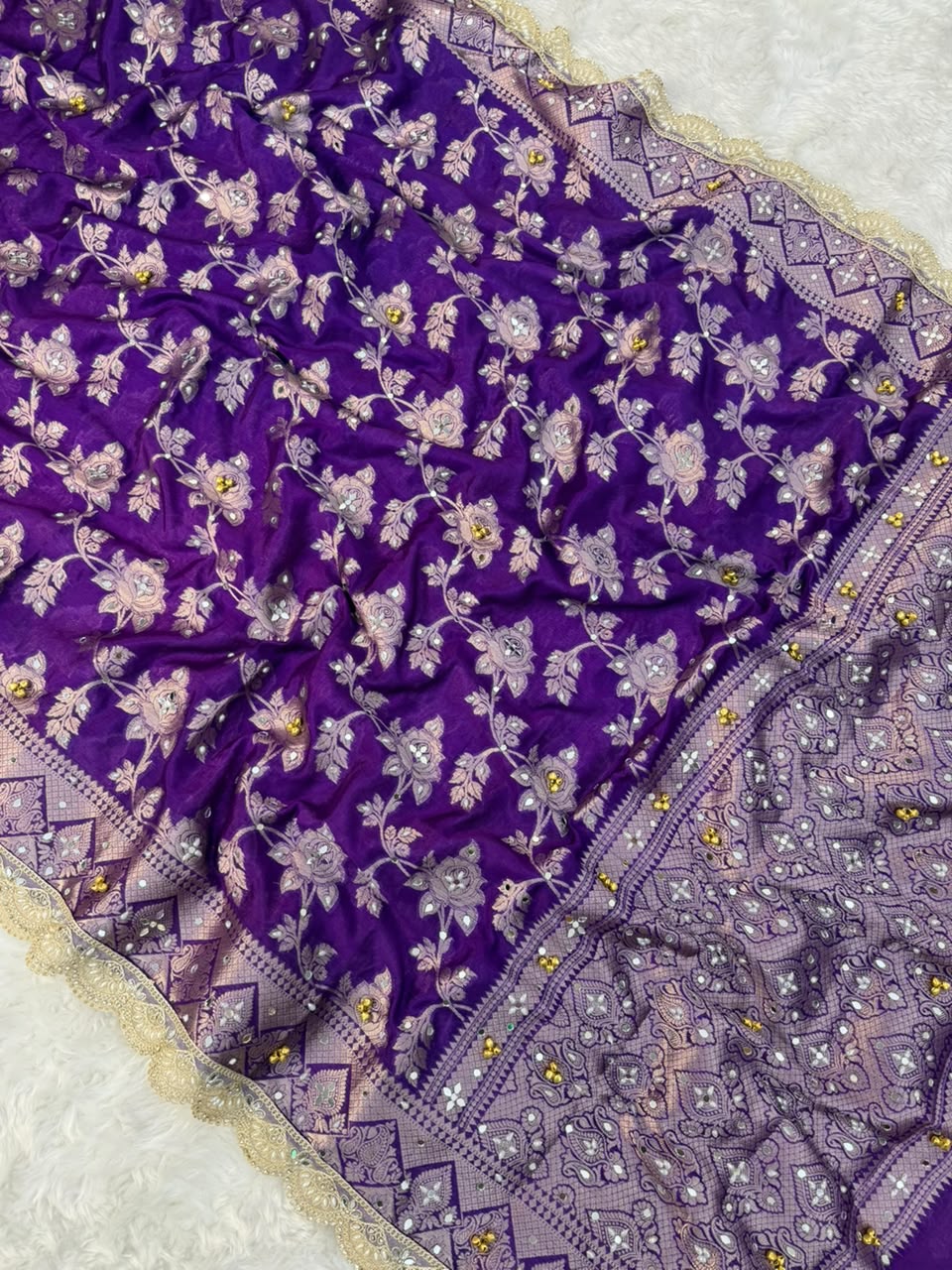 Warm Silk Floral Gungroo Saree