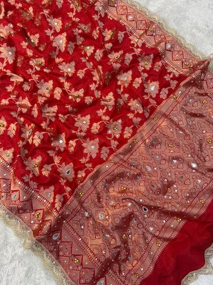 Warm Silk Floral Gungroo Saree