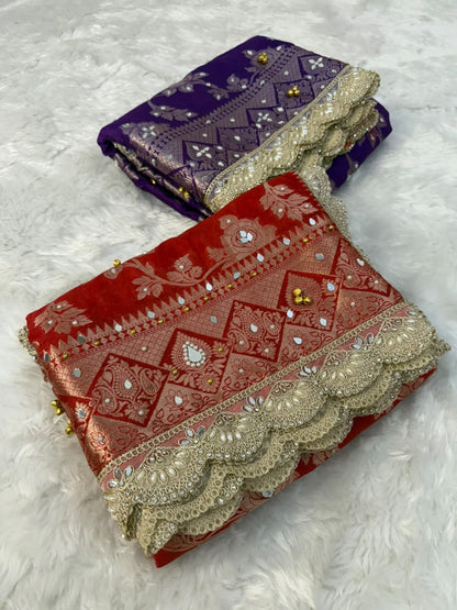 Warm Silk Floral Gungroo Saree