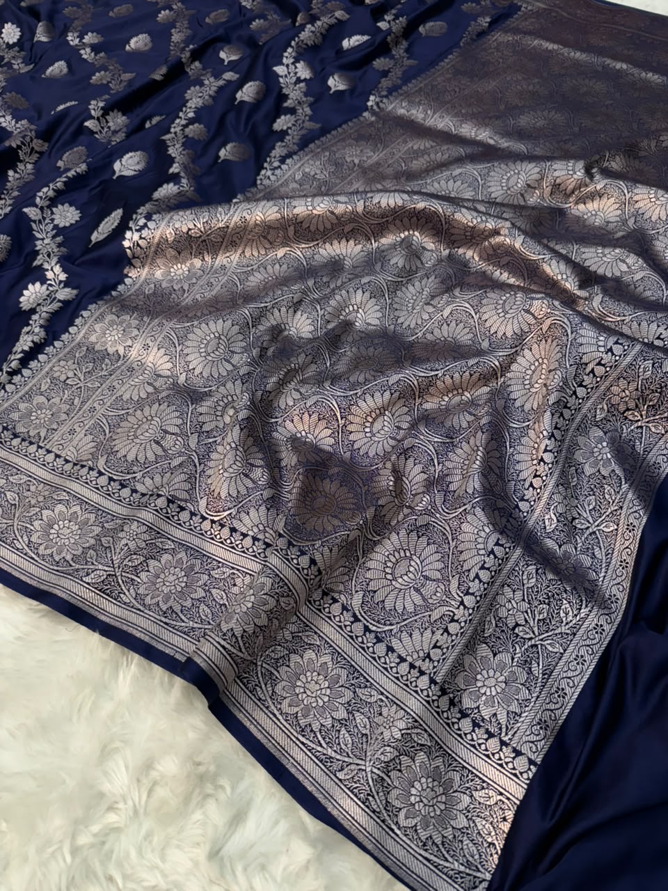 Elegant Blue Mashru Katan Saree