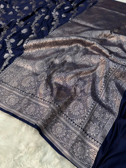 Elegant Blue Mashru Katan Saree