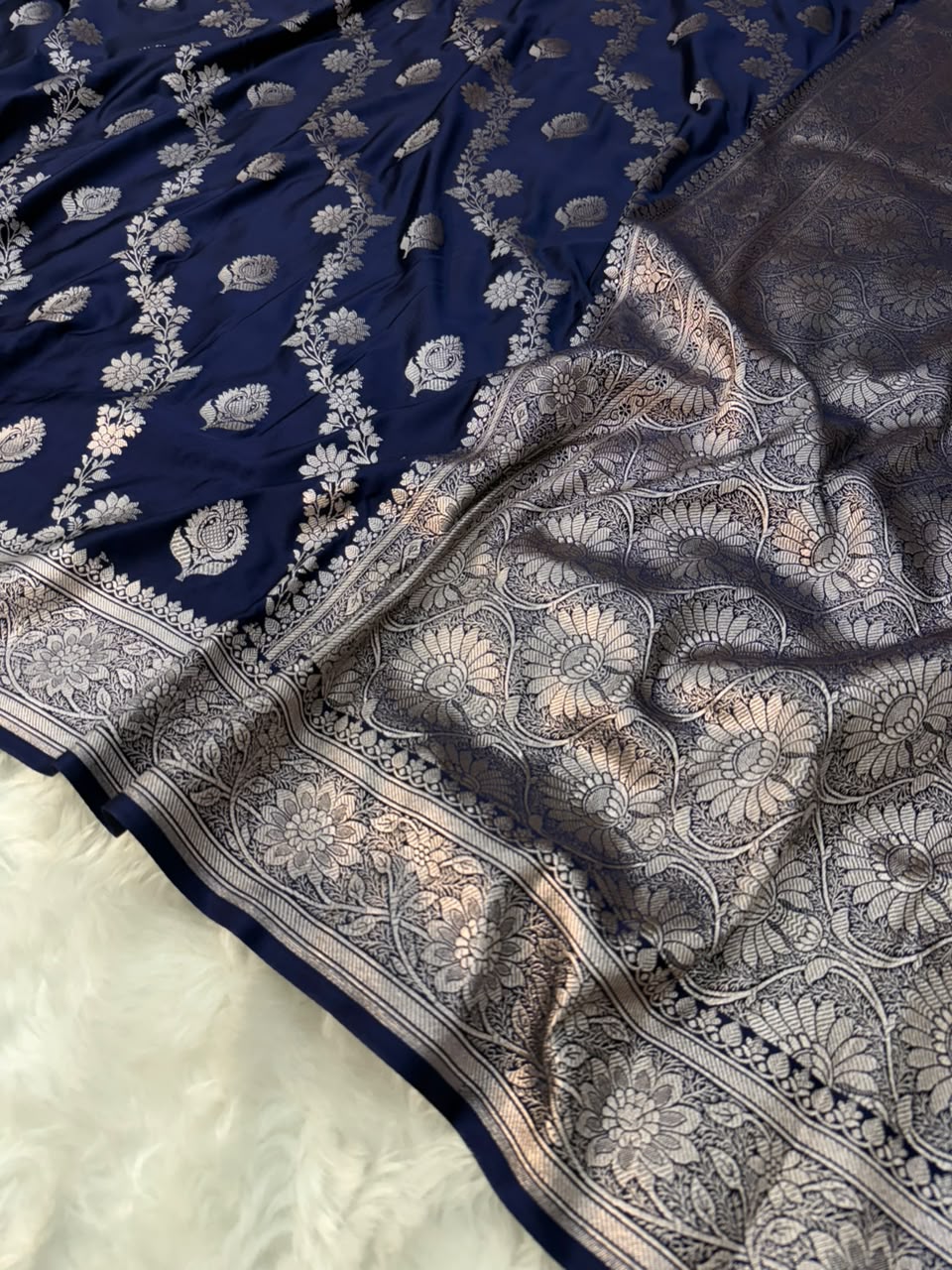 Elegant Blue Mashru Katan Saree