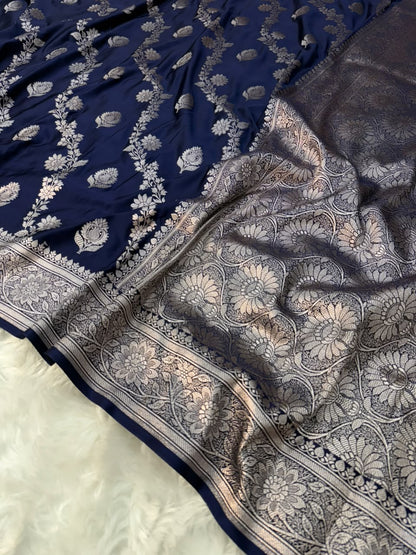 Elegant Blue Mashru Katan Saree