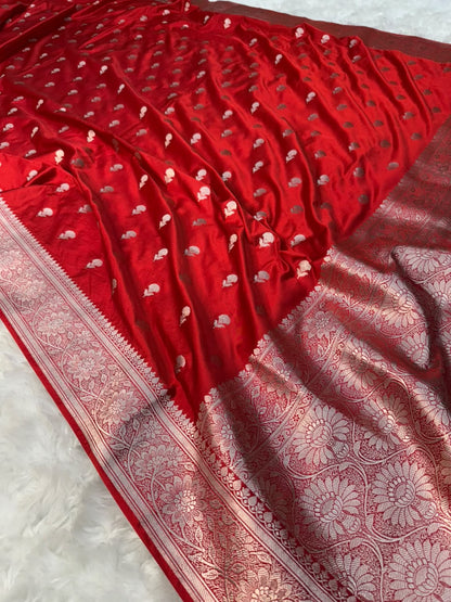 Elegant Red Mashru Katan Saree