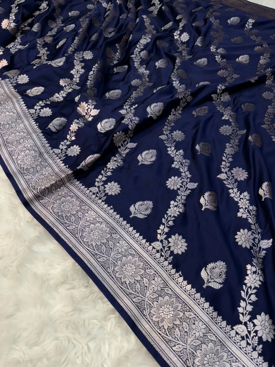 Elegant Blue Mashru Katan Saree