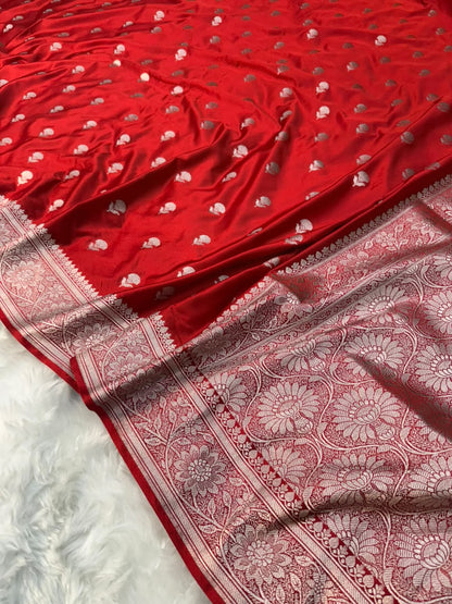 Elegant Red Mashru Katan Saree