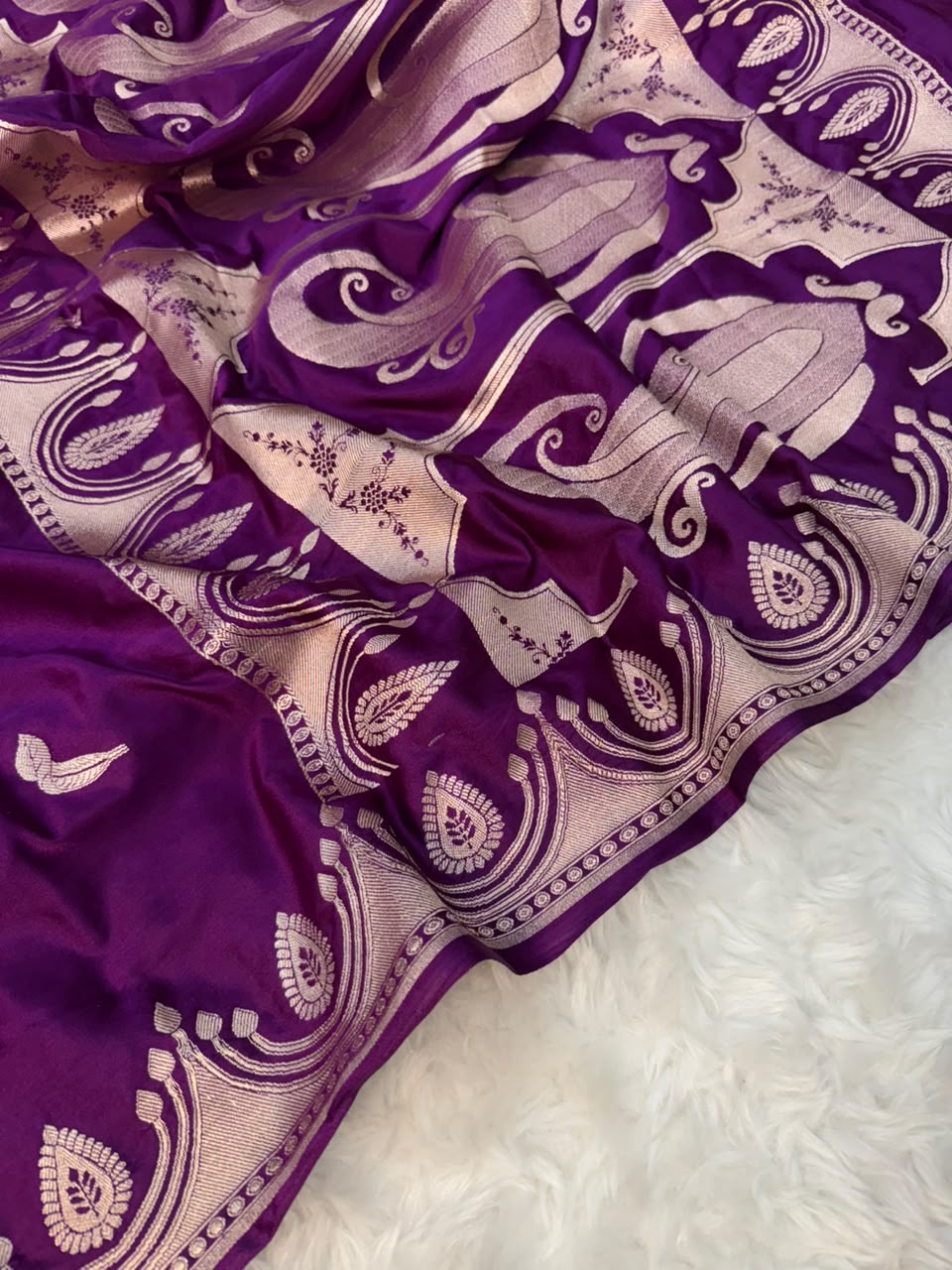 Elegant Purple Mashru Katan Saree
