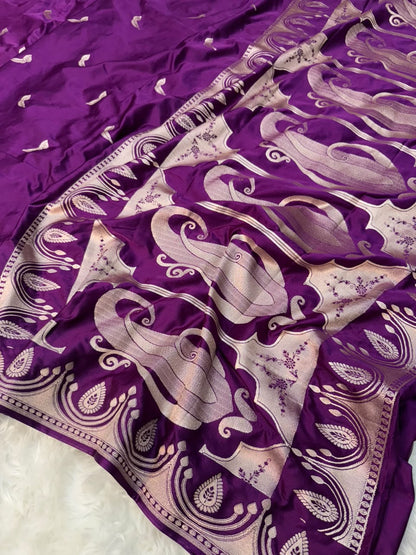 Elegant Purple Mashru Katan Saree