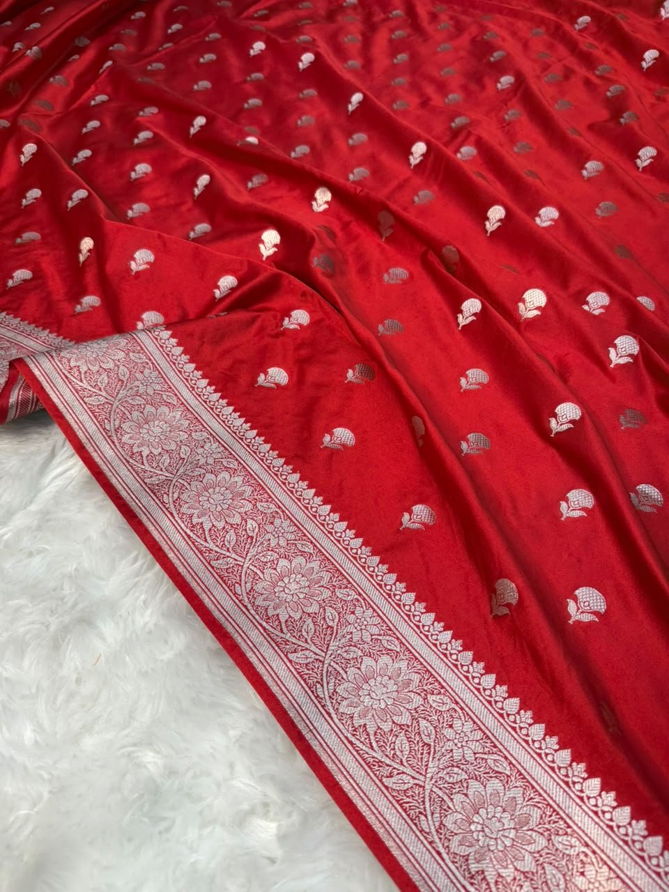 Elegant Red Mashru Katan Saree