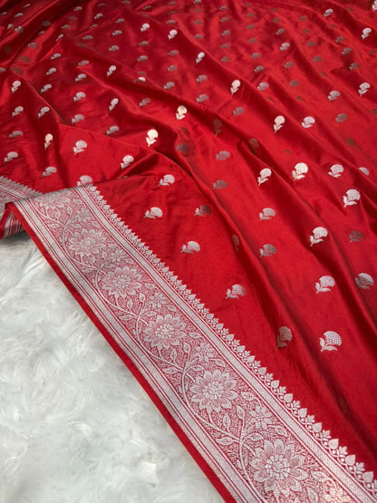 Elegant Red Mashru Katan Saree