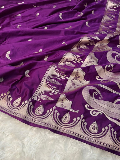 Elegant Purple Mashru Katan Saree