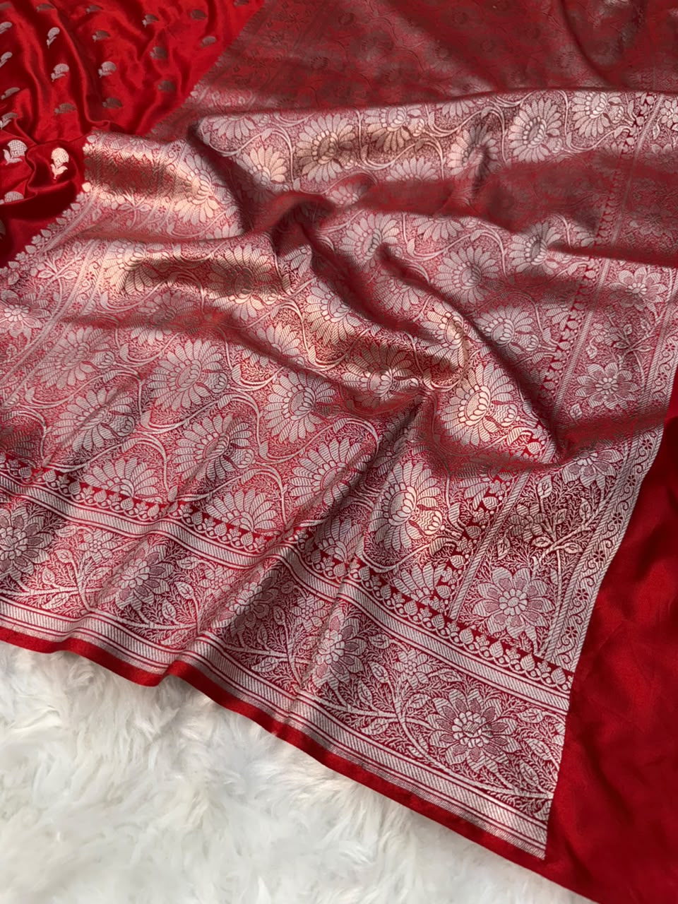Elegant Red Mashru Katan Saree