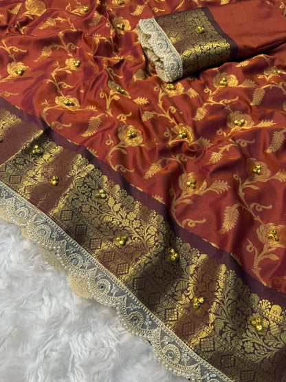 Royal Wine Banarasi Katan Saree