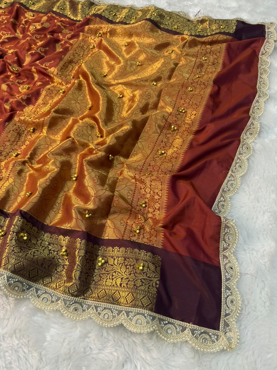 Royal Wine Banarasi Katan Saree