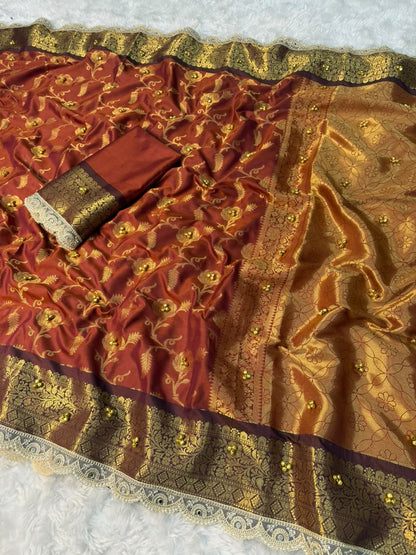 Royal Wine Banarasi Katan Saree