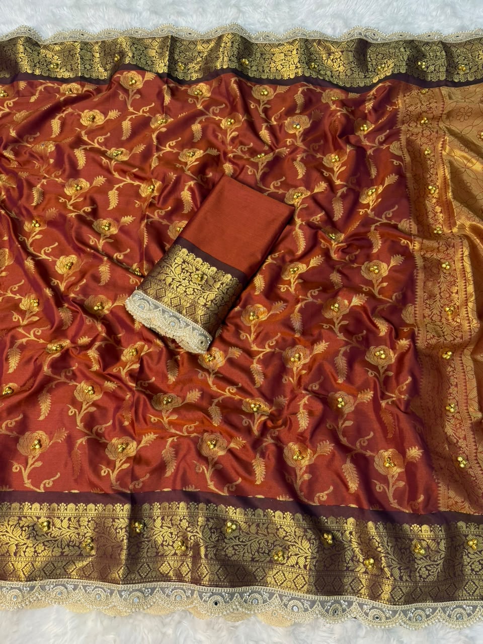 Royal Wine Banarasi Katan Saree