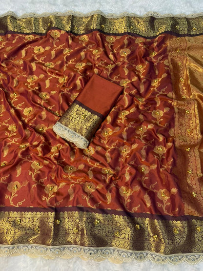 Royal Wine Banarasi Katan Saree